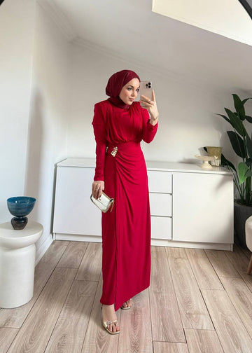 Gathered Waist Maxi Dress – Modest, Chic & Elegant