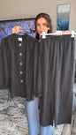 Two‑Piece Buttoned Set with Wide‑Leg Pants by ikoll