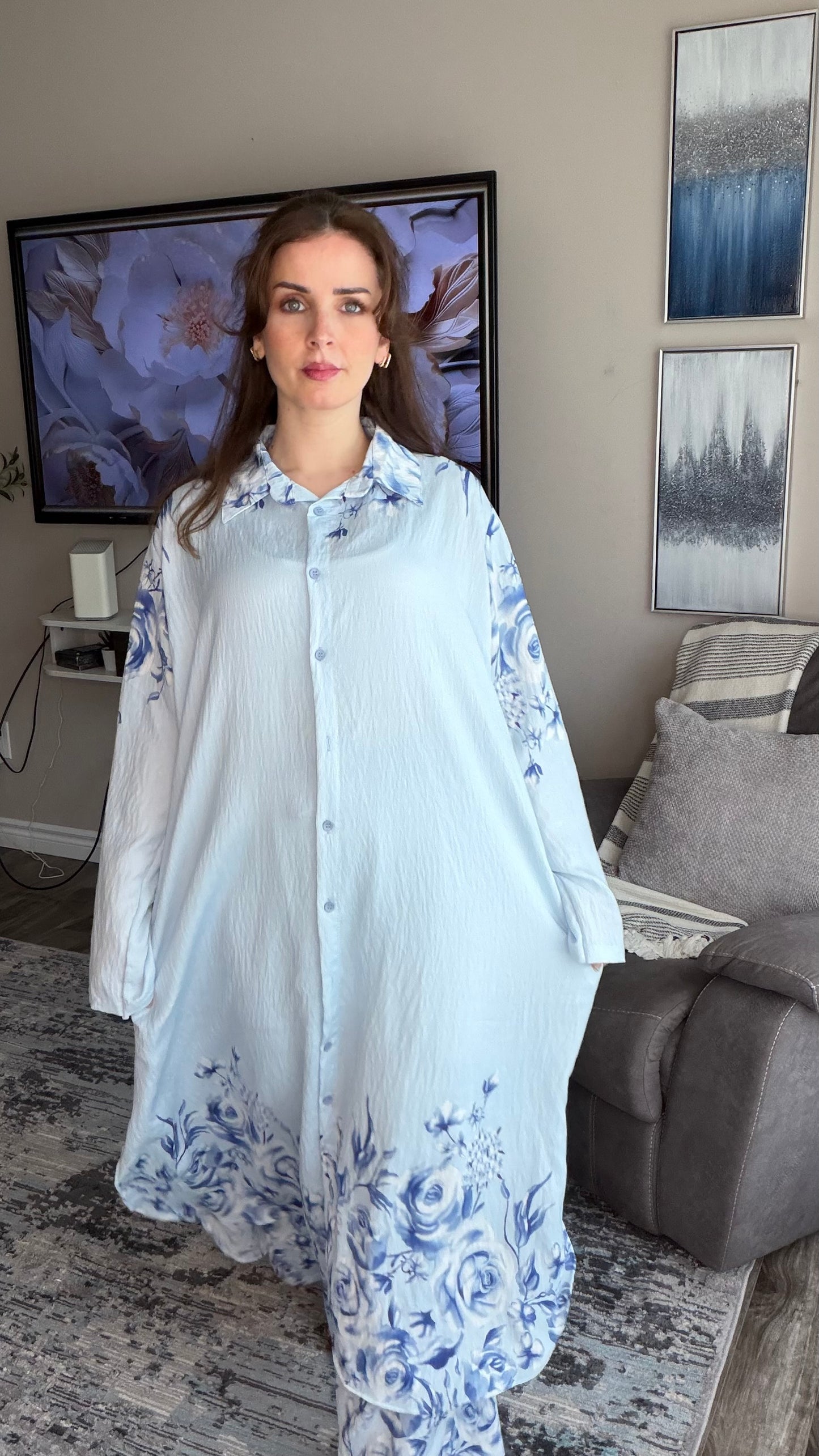 Modest Floral Two‑Piece Set with Flowing Silhouette