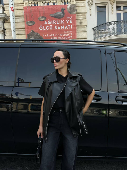جلد تركي Faux Leather Fall Vest