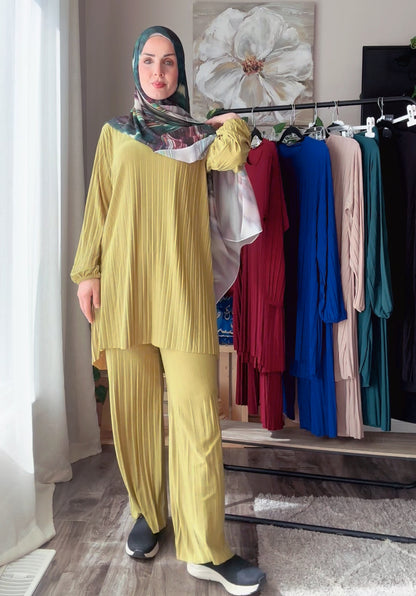 Pleated Modest Oversized Sandy Set الطقم السحري