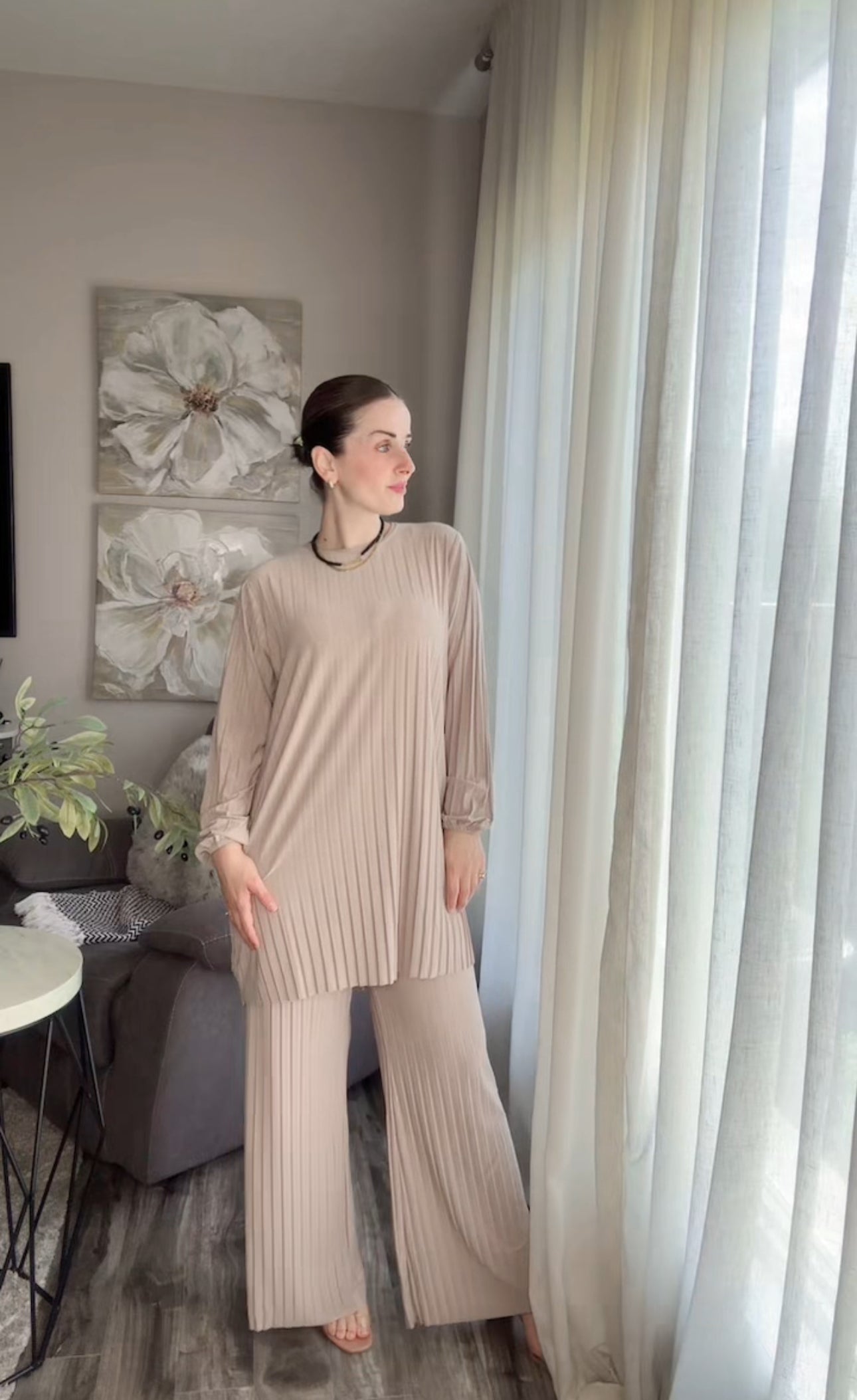 Pleated Modest Oversized Sandy Set الطقم السحري