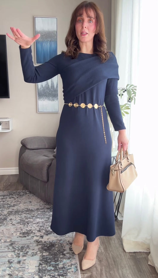 Off Shoulder belted dress