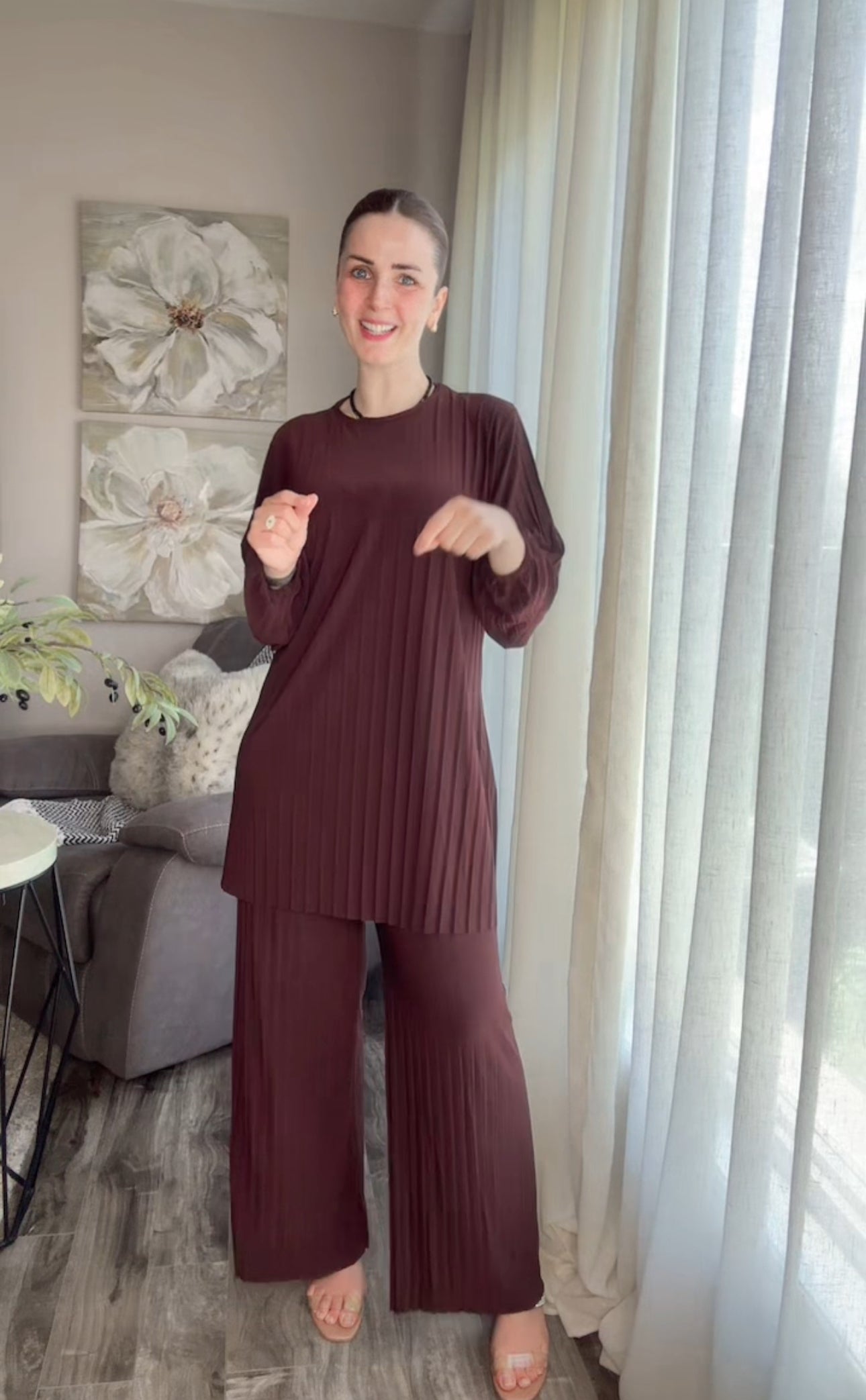 Pleated Modest Oversized Sandy Set الطقم السحري