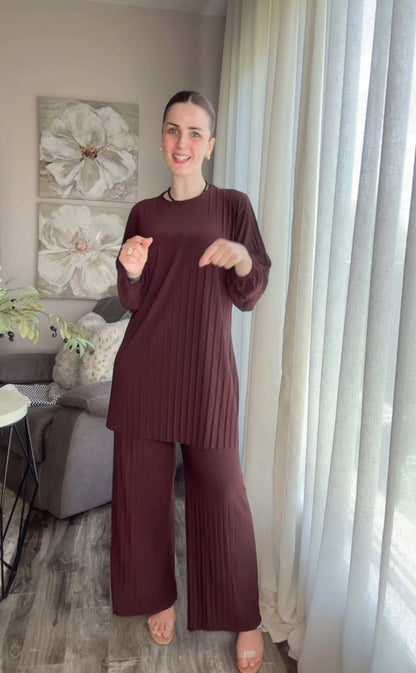Pleated Modest Oversized Sandy Set الطقم السحري