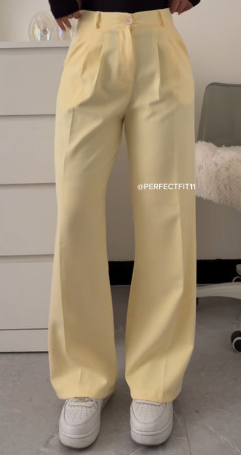 Women Tailored High Ride Wide Leg Trousers