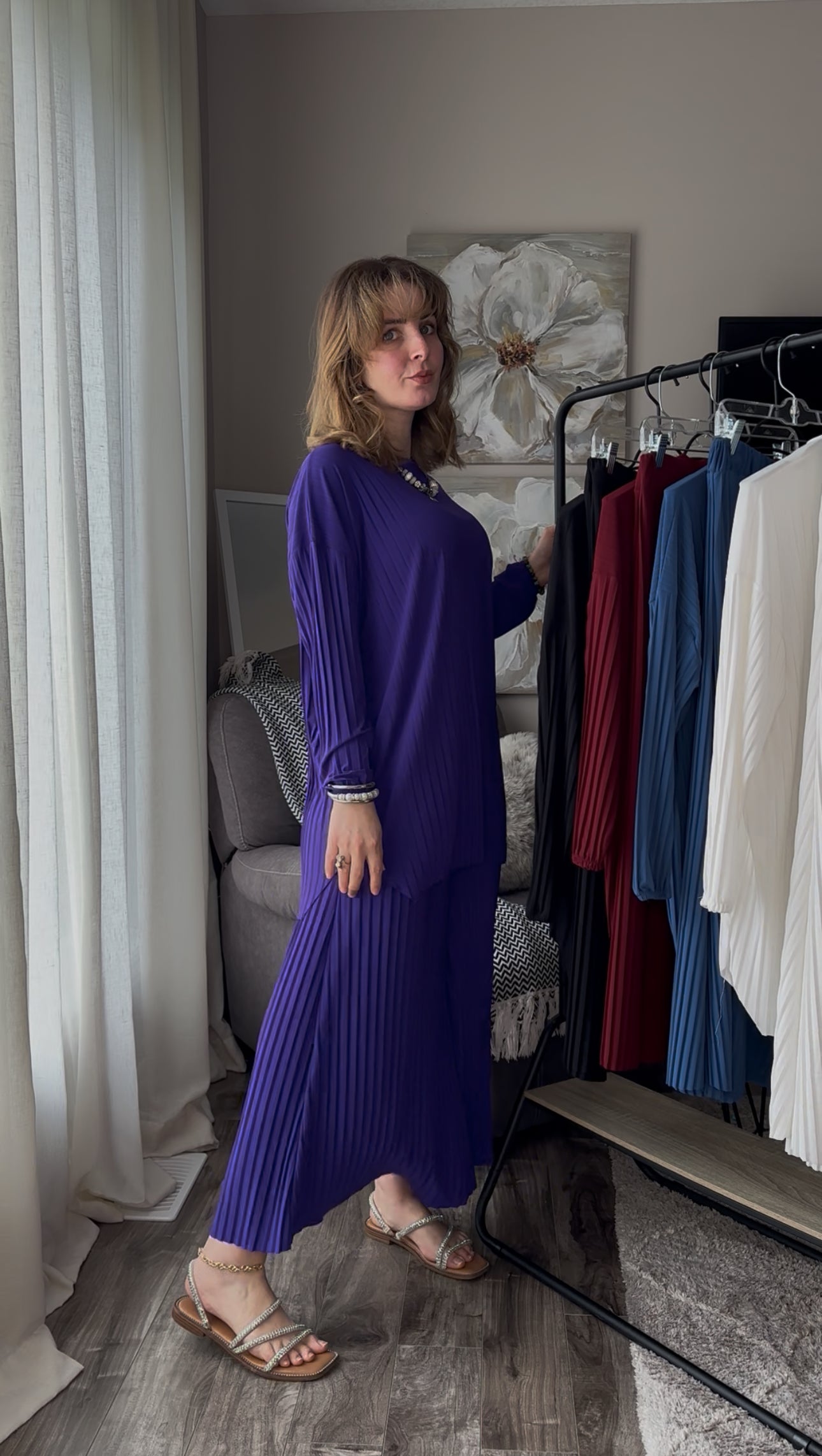 Pleated Modest Oversized Sandy Set الطقم السحري