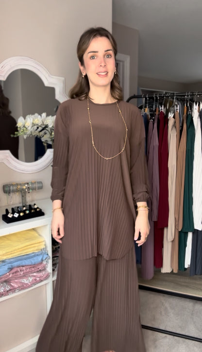 Pleated Modest Oversized Sandy Set الطقم السحري