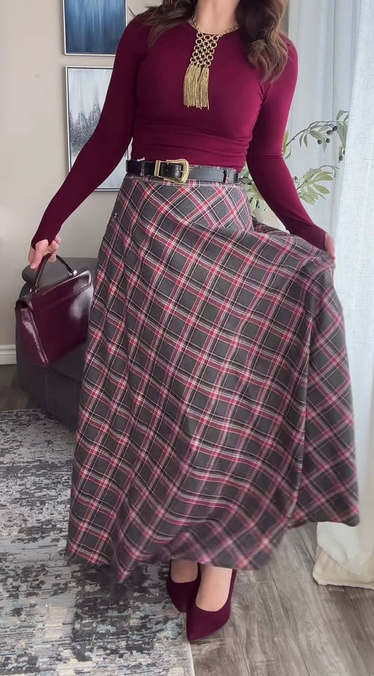 Maxi Plaid Skirt تنورة كاروهات