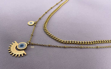 Evil Eye Ray Layered Necklace.