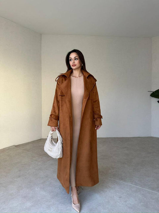 Suede Trench Coat – Tailored Elegance with a Soft Finish