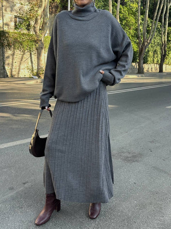 Pleated Knit Skirt – Modest Comfort with Timeless Elegance