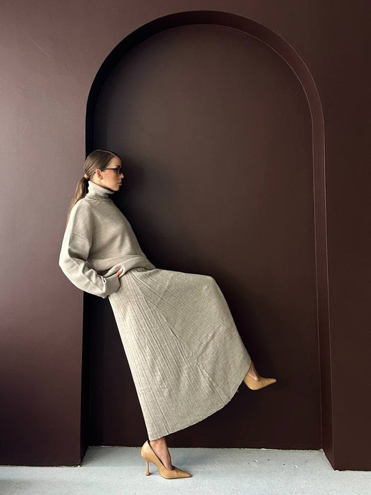 Pleated Knit Skirt – Modest Comfort with Timeless Elegance