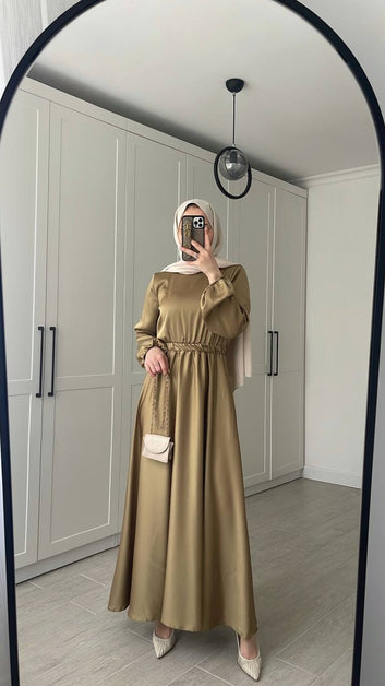 Satin Modest Prom Hijabi Maxi Summer Dress