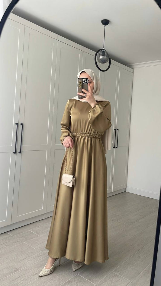 Satin Modest Prom Hijabi Maxi Summer Dress