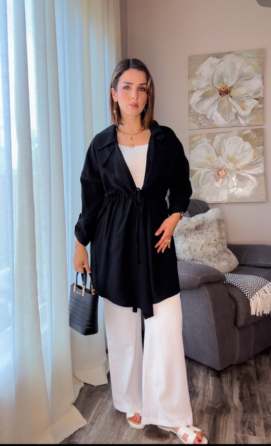 Casual Chic Belted Trench Blazer