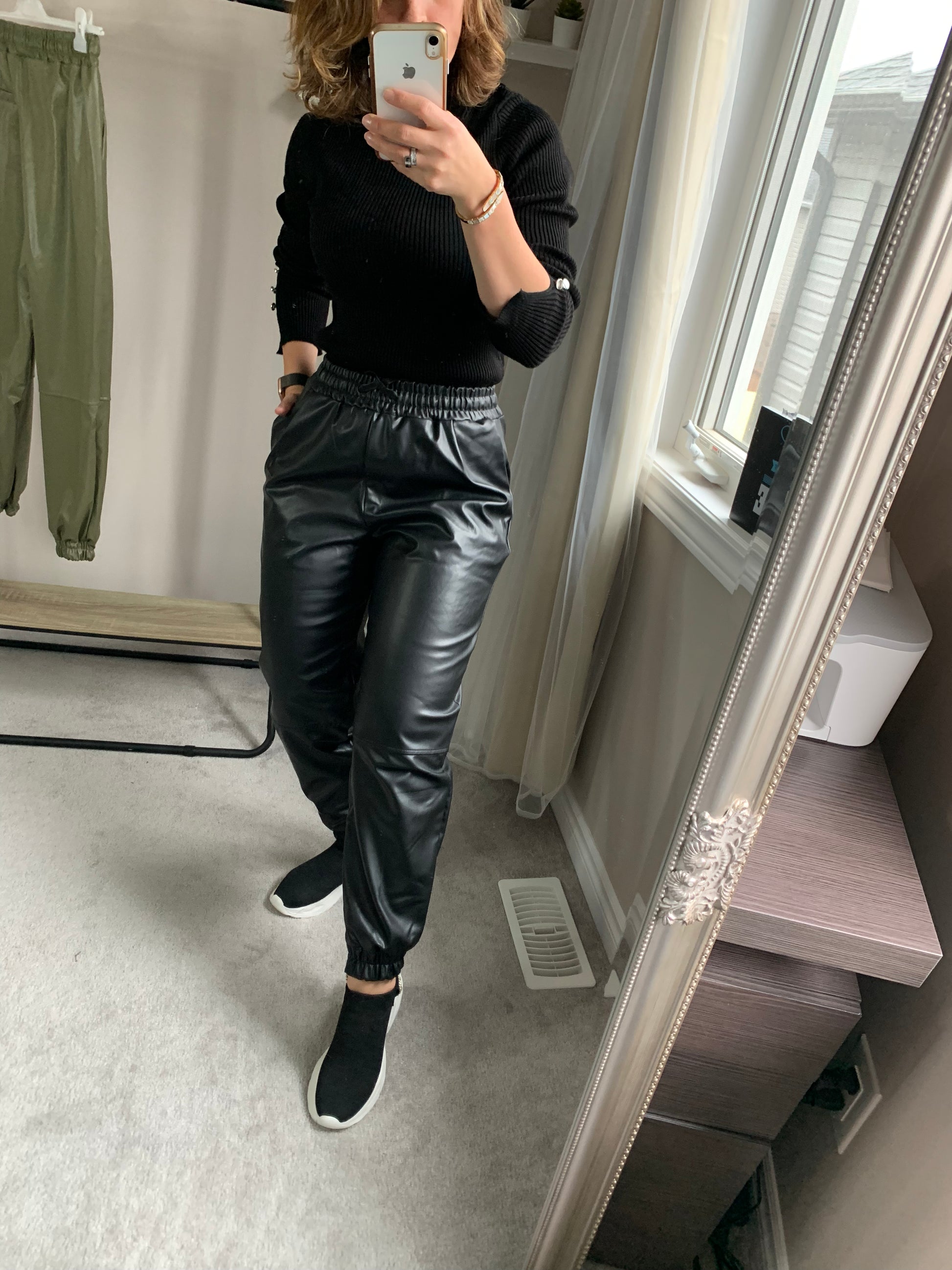 Joggers Style Faux Leather Sweatpants